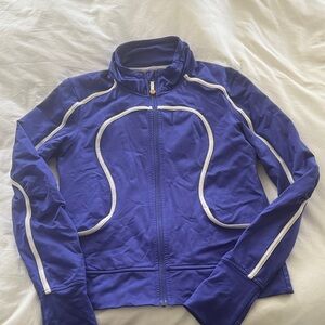 lululemon athletica Blue Zip Up Jacket with White Accents